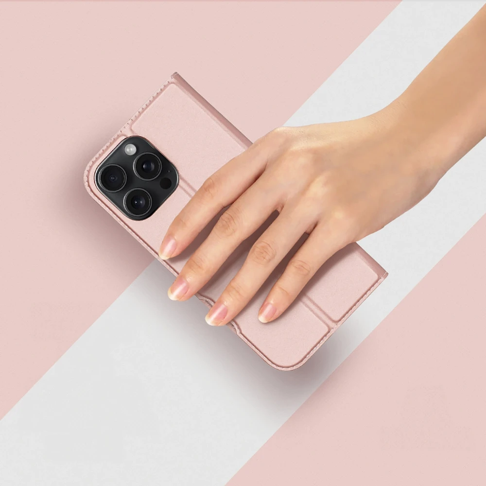 Dux Ducis atverčiamas dėklas SKIN PRO skirtas Apple iPhone 16 Pro Max rožinės spalvos