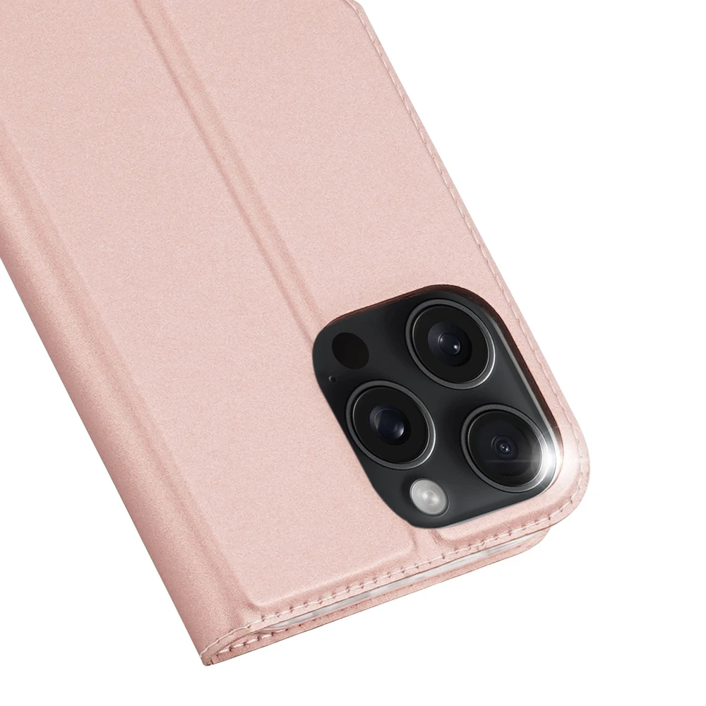 Dux Ducis atverčiamas dėklas SKIN PRO skirtas Apple iPhone 16 Pro Max rožinės spalvos