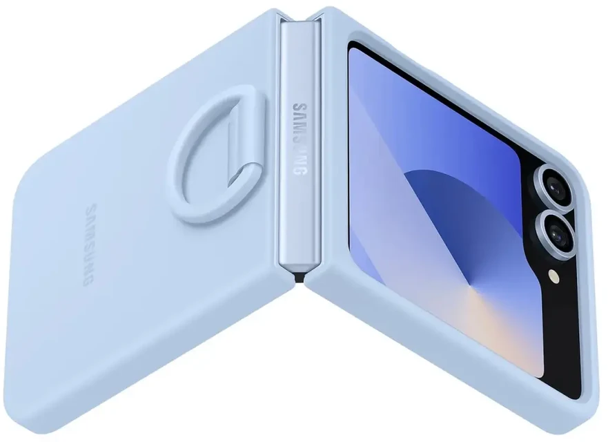 Dėklas EF-PF741TLE Samsung Silicone Cover with Ring for Galaxy Z Flip 6/7 FE Mėlyna (Damaged Package) (Pažeista pakuotė)