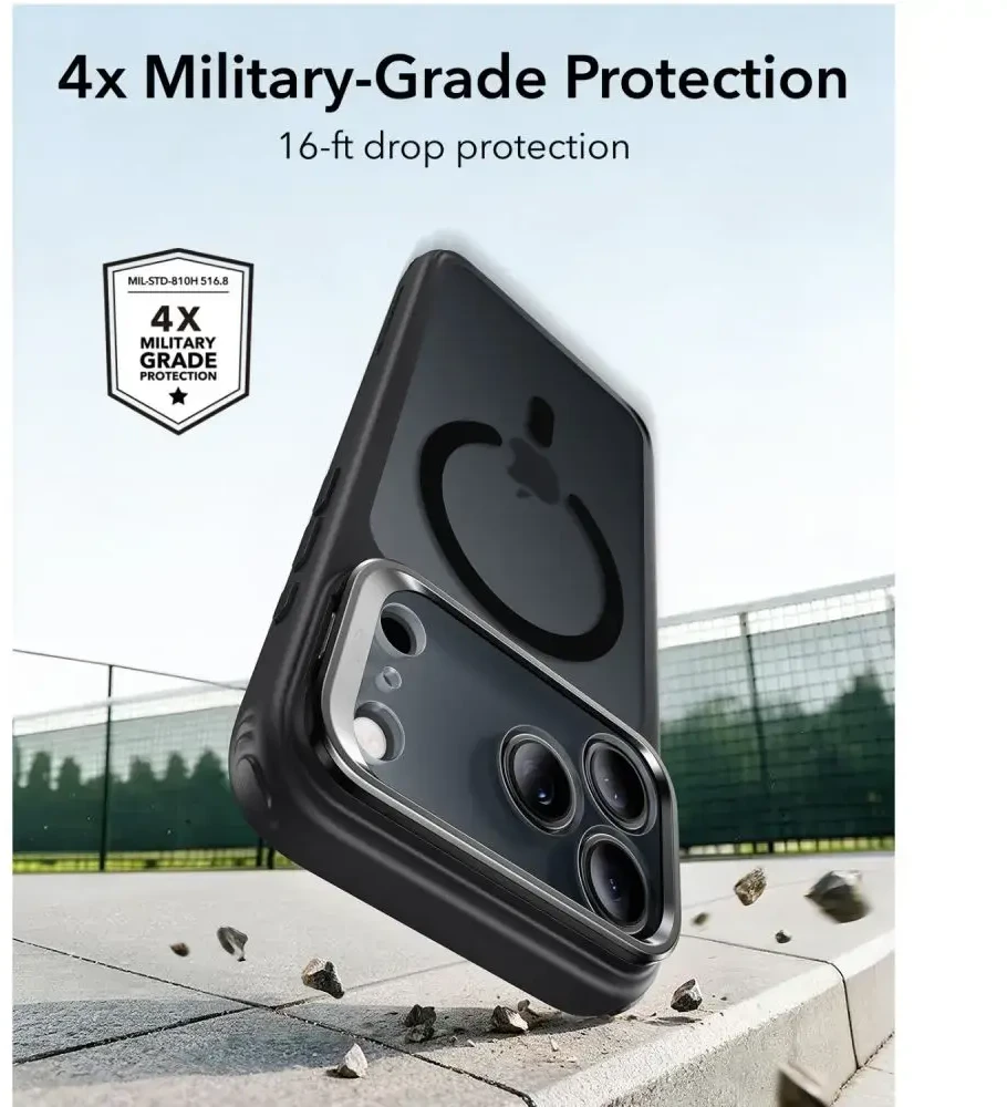 Dėklas ESR CLASSIC HYBRID KICKSTAND MAGSAFE IPHONE 17 PRO MAX / 18 PRO MAX FROSTED Juodas