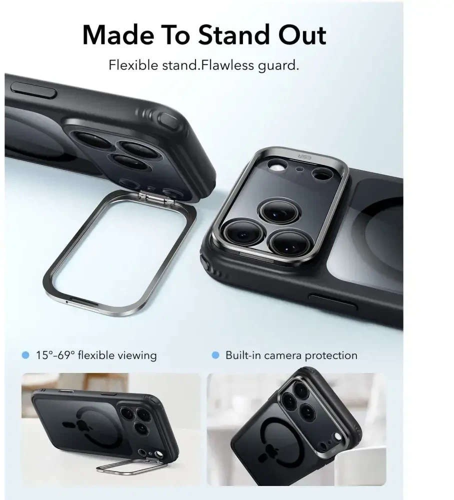 Dėklas Esr Classic Hybrid Kickstand Magsafe iPhone 17 Pro / 18 Pro permatomas/juodas