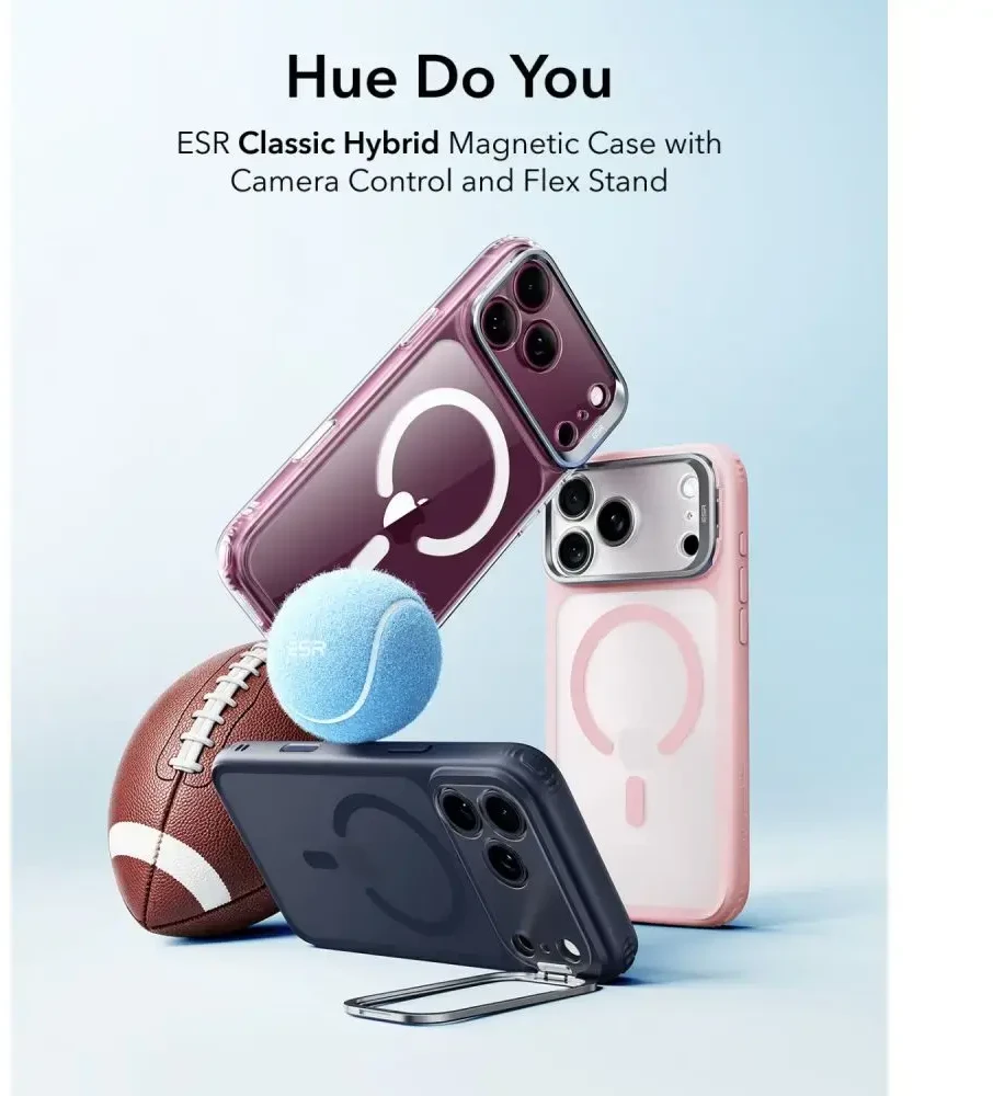 Dėklas ESR CLASSIC HYBRID KICKSTAND MAGSAFE IPHONE 17 PRO MAX / 18 PRO MAX FROSTED BUBBLEGUM Rožinis