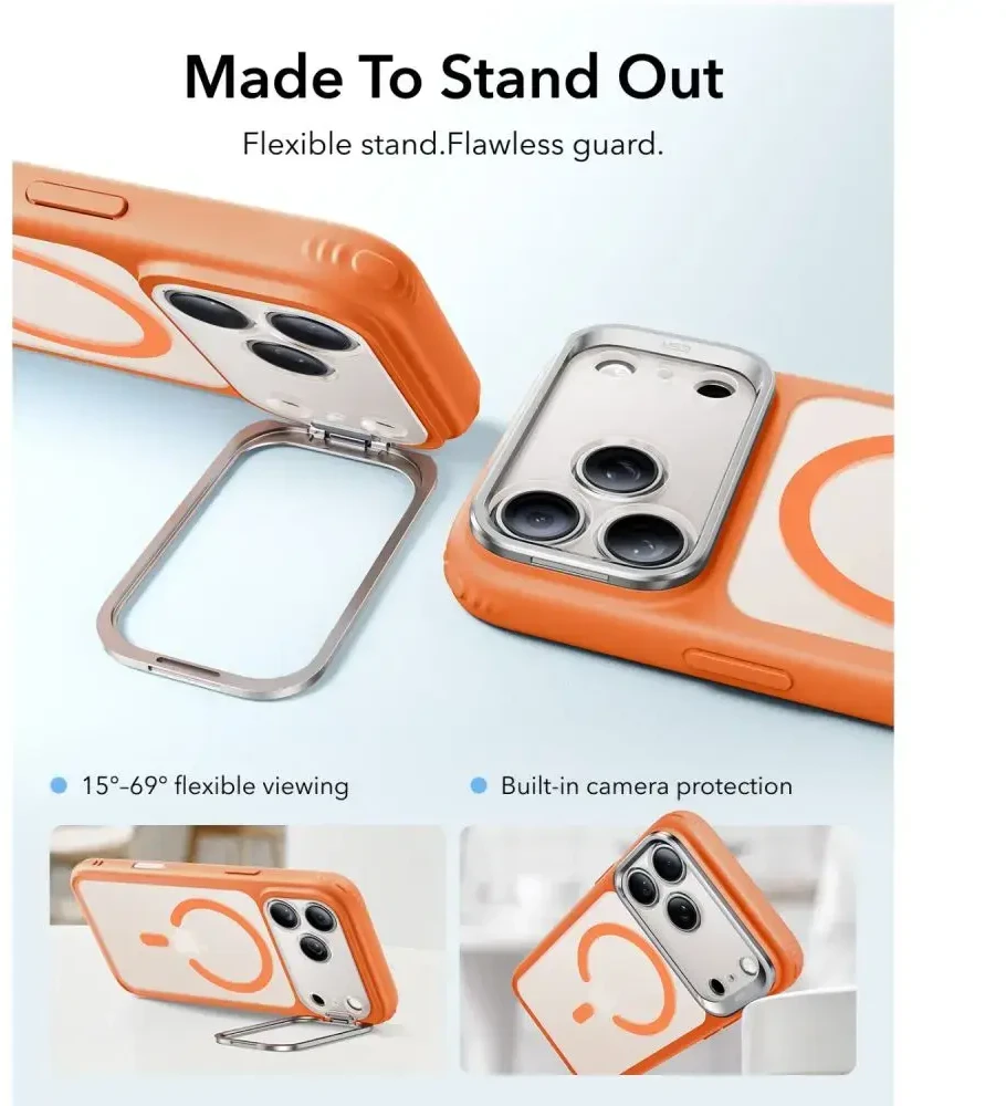 Dėklas ESR CLASSIC HYBRID KICKSTAND MAGSAFE IPHONE 17 PRO MAX / 18 PRO MAX FROSTED Oranžinis