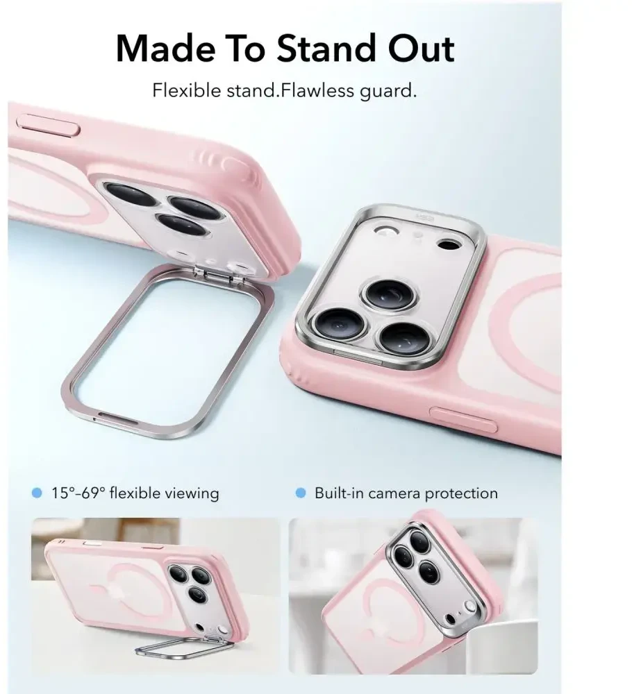 Dėklas ESR CLASSIC HYBRID KICKSTAND MAGSAFE IPHONE 17 PRO MAX / 18 PRO MAX FROSTED BUBBLEGUM Rožinis