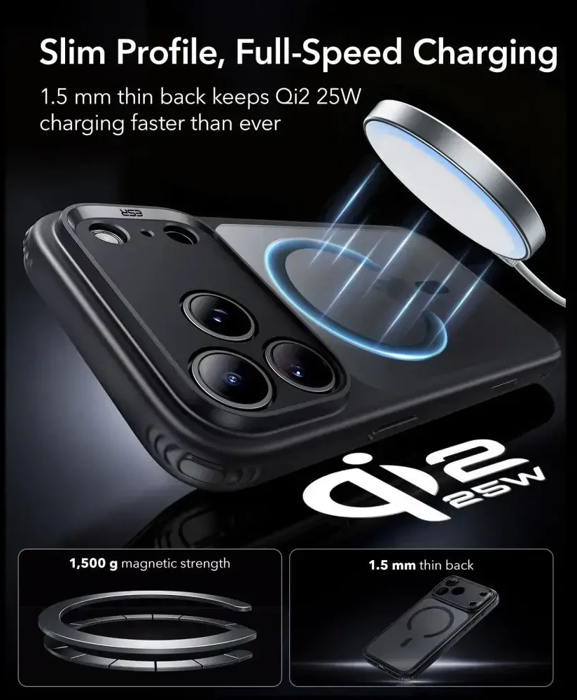 Dėklas Esr Classic Hybrid Magsafe iPhone 17 Pro Max / 18 Pro Max frosted juodas