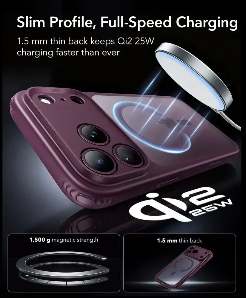 Dėklas Esr Classic Hybrid Magsafe iPhone 17 Pro Max / 18 Pro Max frosted deep burgundy