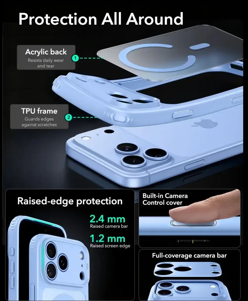 Dėklas Esr Classic Hybrid Magsafe iPhone 17 Pro / 18 Pro frosted light mėlynas