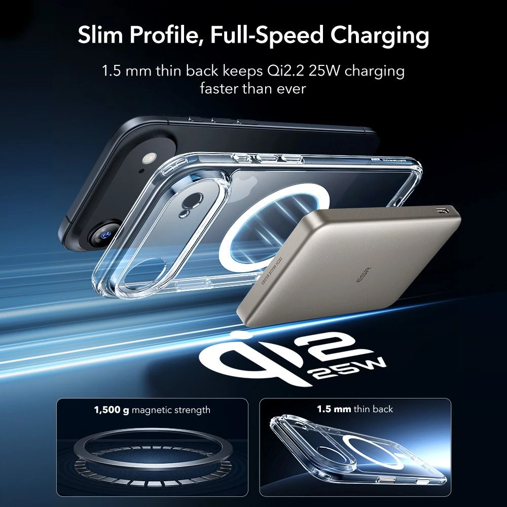 ESR Classic Hybrid Magsafe ir grūdinto stiklo iPhone 17 apsauginis stikliukas, skaidrus