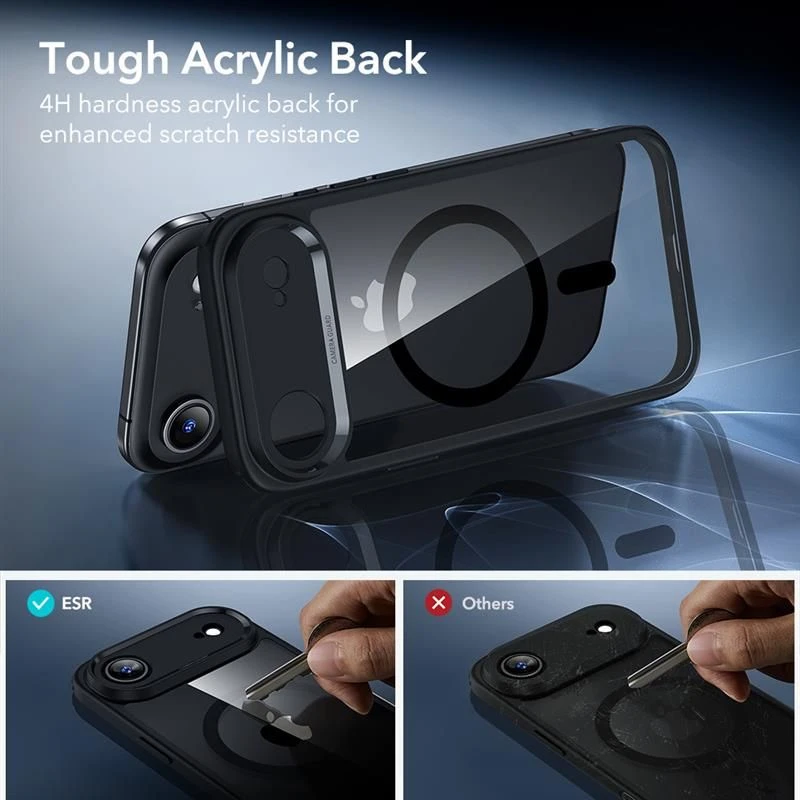 ESR Classic Hybrid Magsafe ir grūdinto stiklo iPhone 17 Air skaidrus/juodas