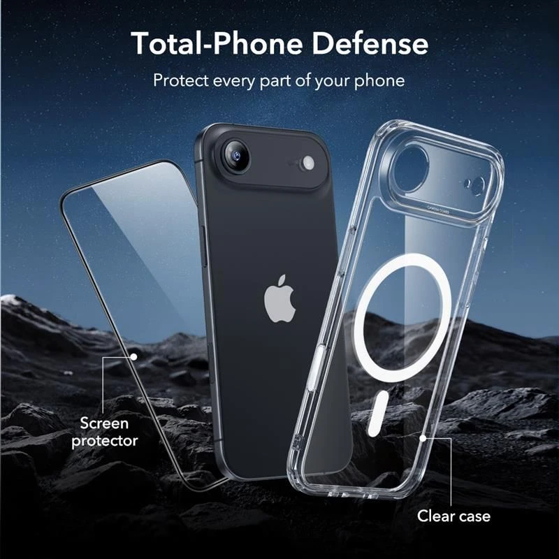 ESR Classic Hybrid Magsafe ir grūdinto stiklo iPhone 17 apsauginis stikliukas, skaidrus