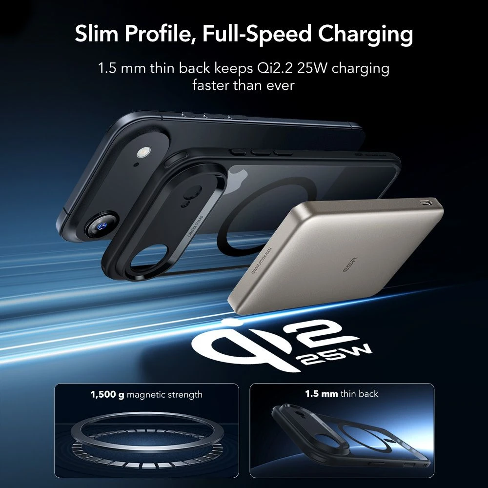 ESR Classic Hybrid Magsafe ir grūdinto stiklo iPhone 17 Air skaidrus/juodas