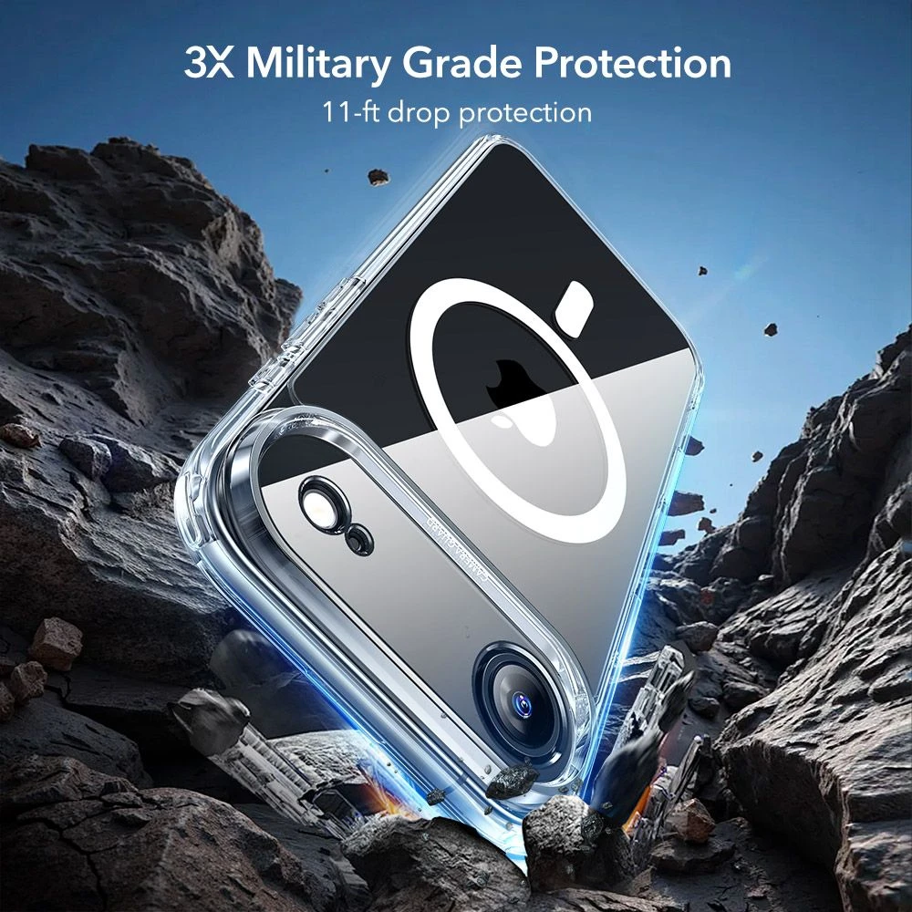 ESR Classic Hybrid Magsafe ir grūdinto stiklo iPhone 17 apsauginis stikliukas, skaidrus