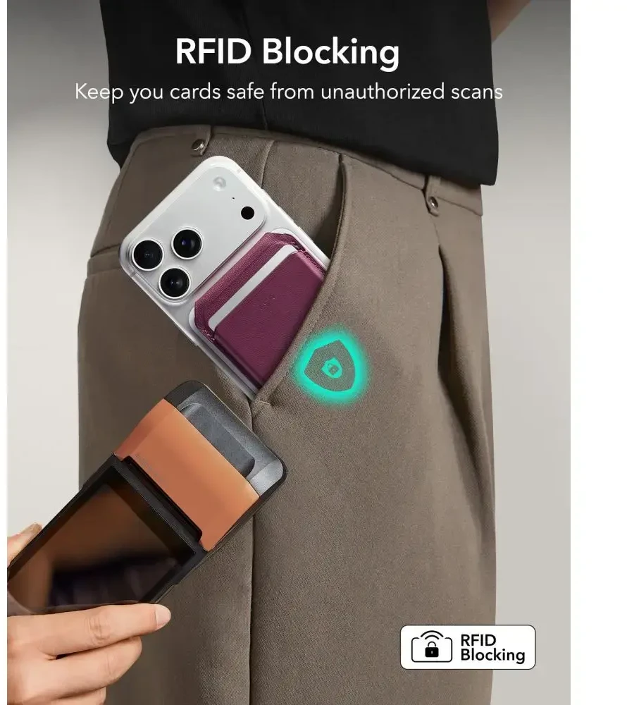 Dėklas ESR Classic RFID MAGNETINIS PINIGINĖS STOVAS MagSafe TAMSIAI BORDO