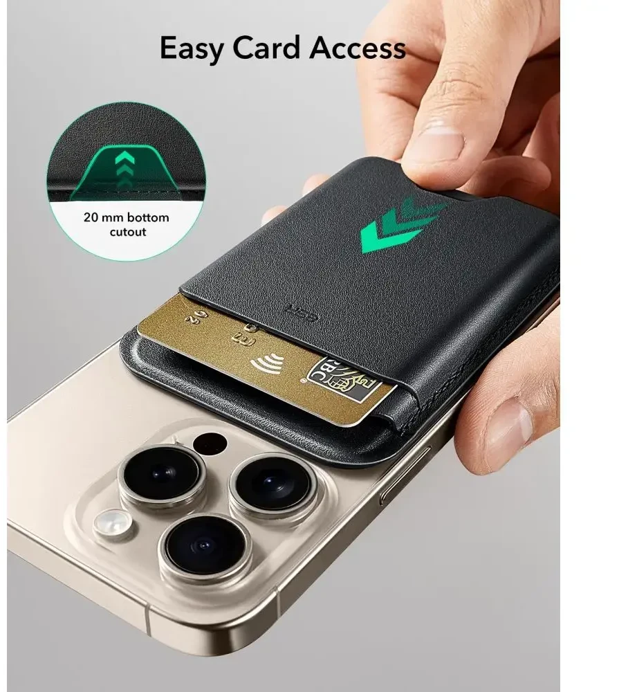Dėklas ESR Classic RFID magnetinė piniginė MagSafe telefonui - Juodas