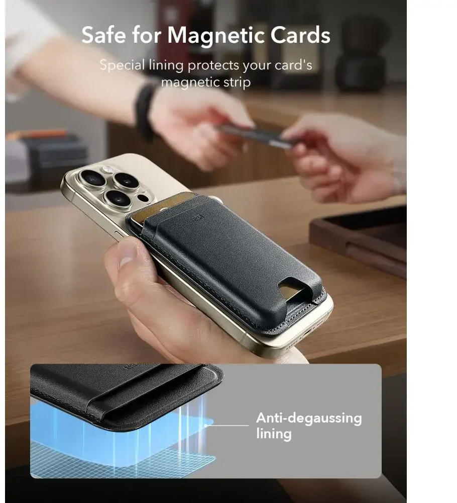 Dėklas ESR Classic RFID magnetinė piniginė MagSafe telefonui - Juodas