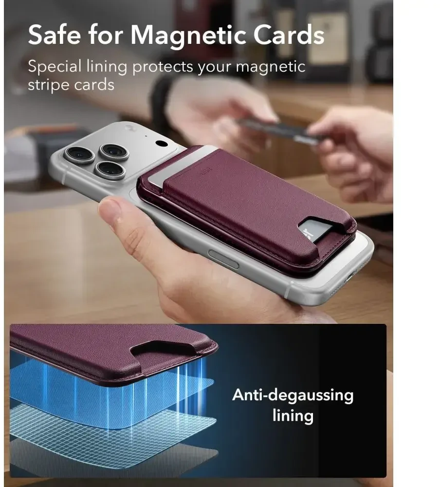 Dėklas ESR Classic RFID MAGNETINIS PINIGINĖS STOVAS MagSafe TAMSIAI BORDO
