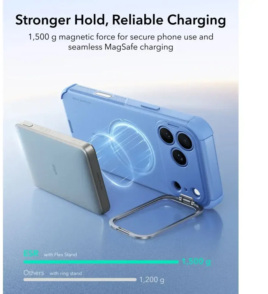 Dėklas ESR CYBER TOUGH KICKSTAND MAGSAFE IPHONE 17 PRO / 18 PRO LIGHT Mėlynas