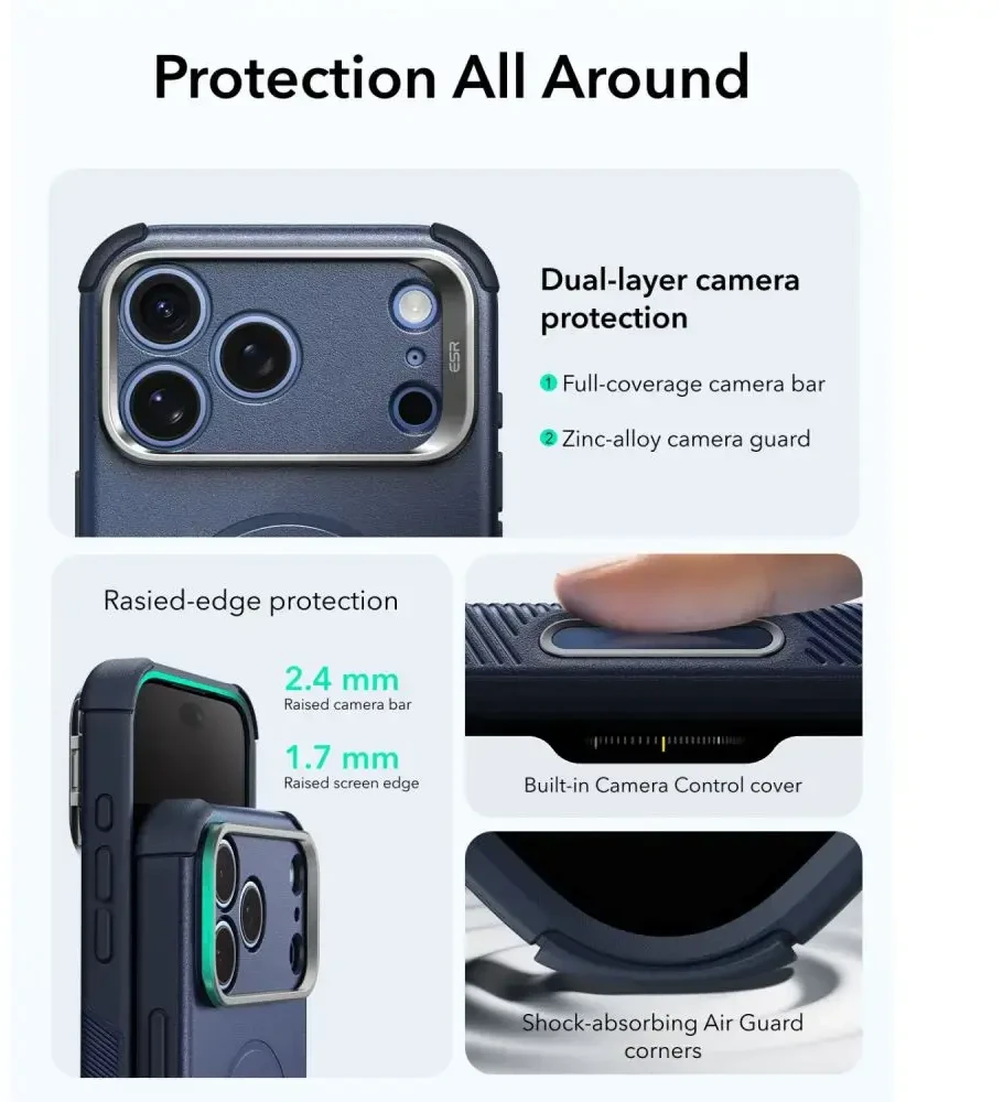 Dėklas Esr Cyber Tough Kickstand Magsafe iPhone 17 Pro / 18 Pro mėlyna