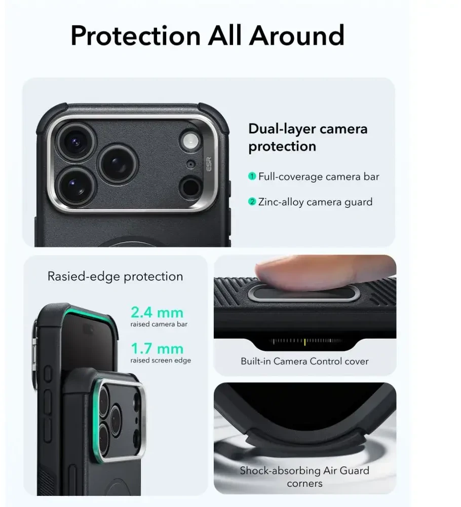 Dėklas Esr Cyber Tough Kickstand Magsafe iPhone 17 Pro Max / 18 Pro Max juoda