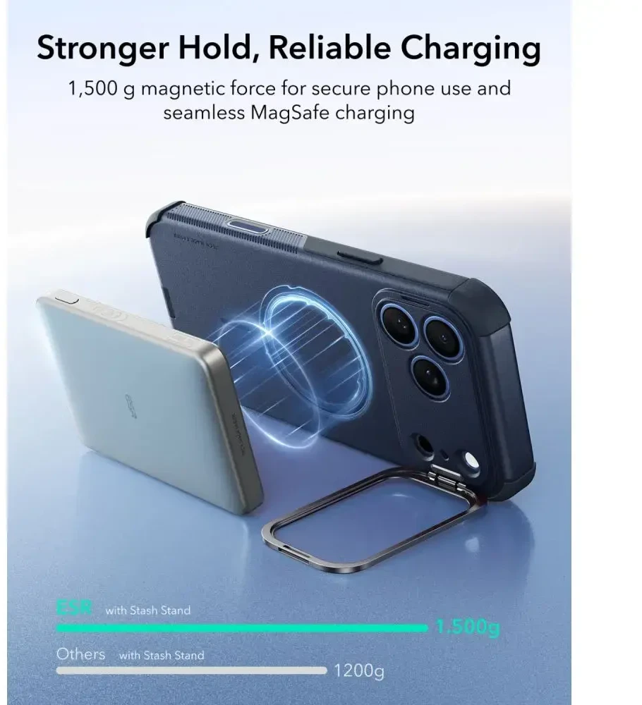 Dėklas Esr Cyber Tough Kickstand Magsafe iPhone 17 Pro / 18 Pro mėlyna