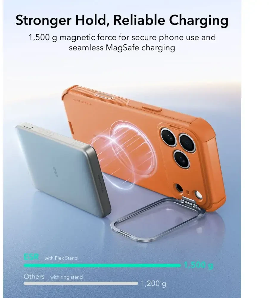 Dėklas Oranžinis Esr Cyber Tough Kickstand Magsafe iPhone 17 Pro / 18 Pro oranžinis
