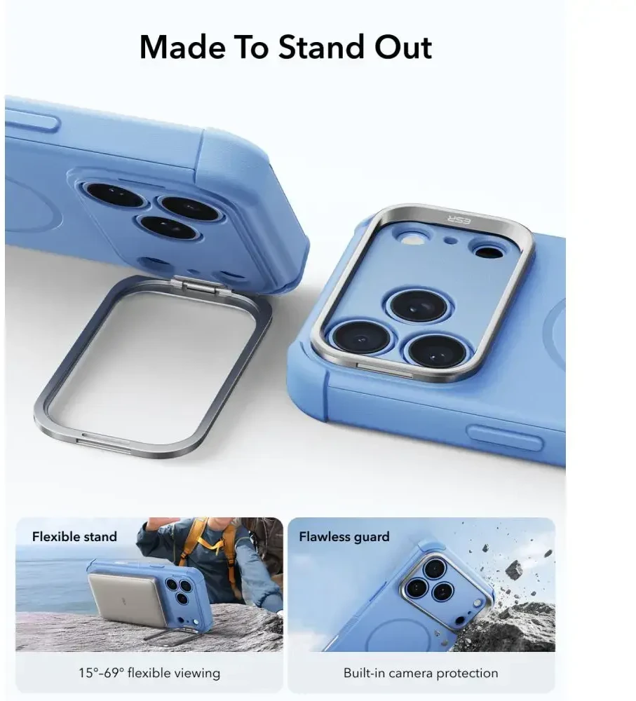 Dėklas ESR CYBER TOUGH KICKSTAND MAGSAFE IPHONE 17 PRO / 18 PRO LIGHT Mėlynas