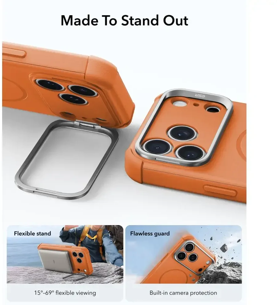 Dėklas Oranžinis Esr Cyber Tough Kickstand Magsafe iPhone 17 Pro / 18 Pro oranžinis