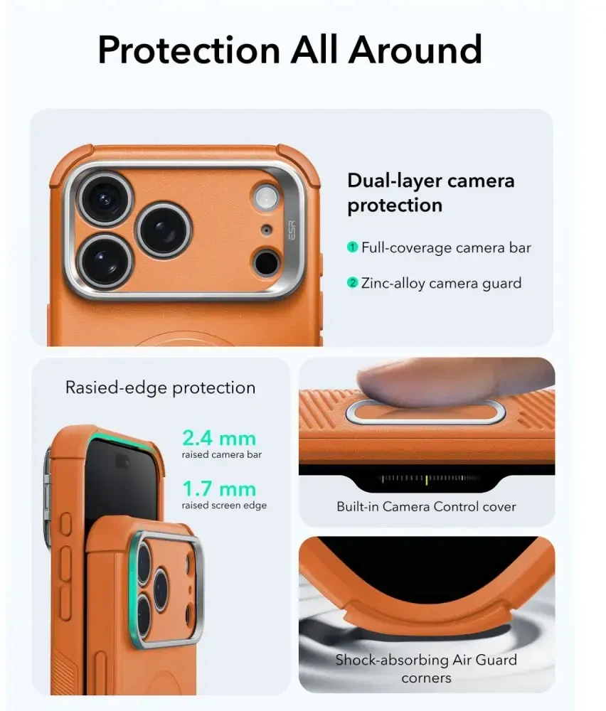 Dėklas Oranžinis Esr Cyber Tough Kickstand Magsafe iPhone 17 Pro / 18 Pro oranžinis