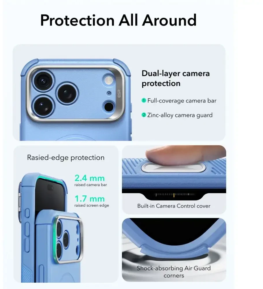 Dėklas ESR CYBER TOUGH KICKSTAND MAGSAFE IPHONE 17 PRO / 18 PRO LIGHT Mėlynas
