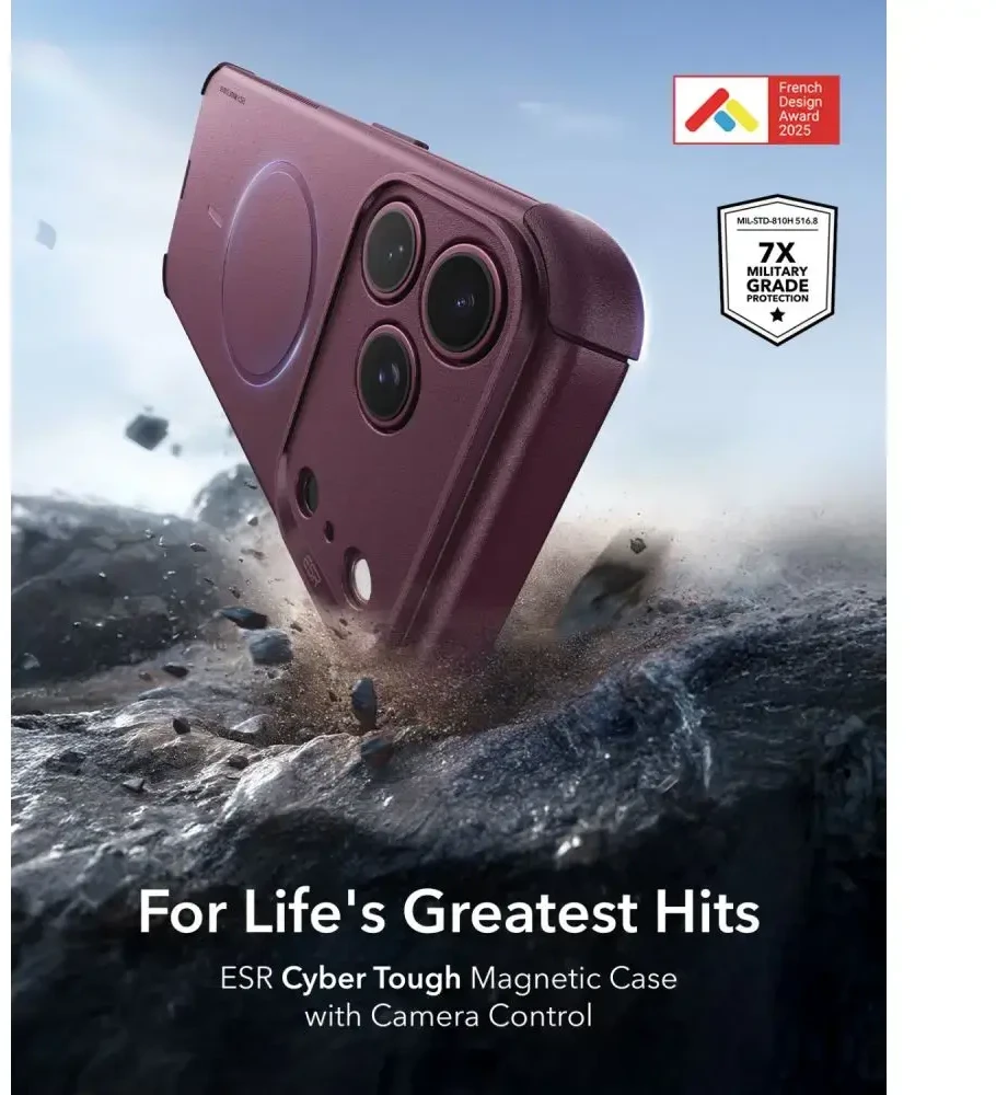 Dėklas ESR CYBER TOUGH MAGSAFE IPHONE 17 PRO / 18 PRO DEEP BURGUNDY