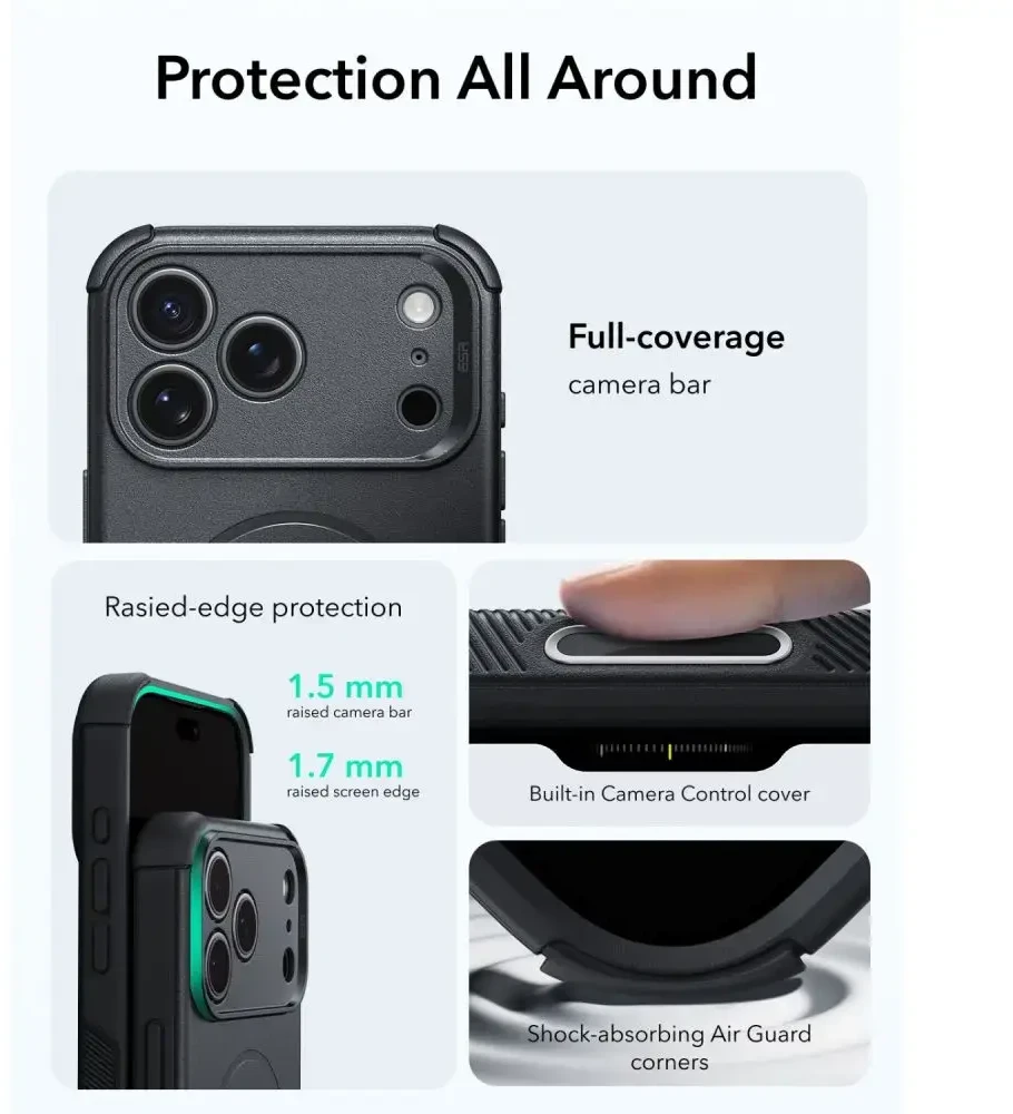 Dėklas Esr Cyber Tough Magsafe iPhone 17 Pro Max / 18 Pro Max juoda