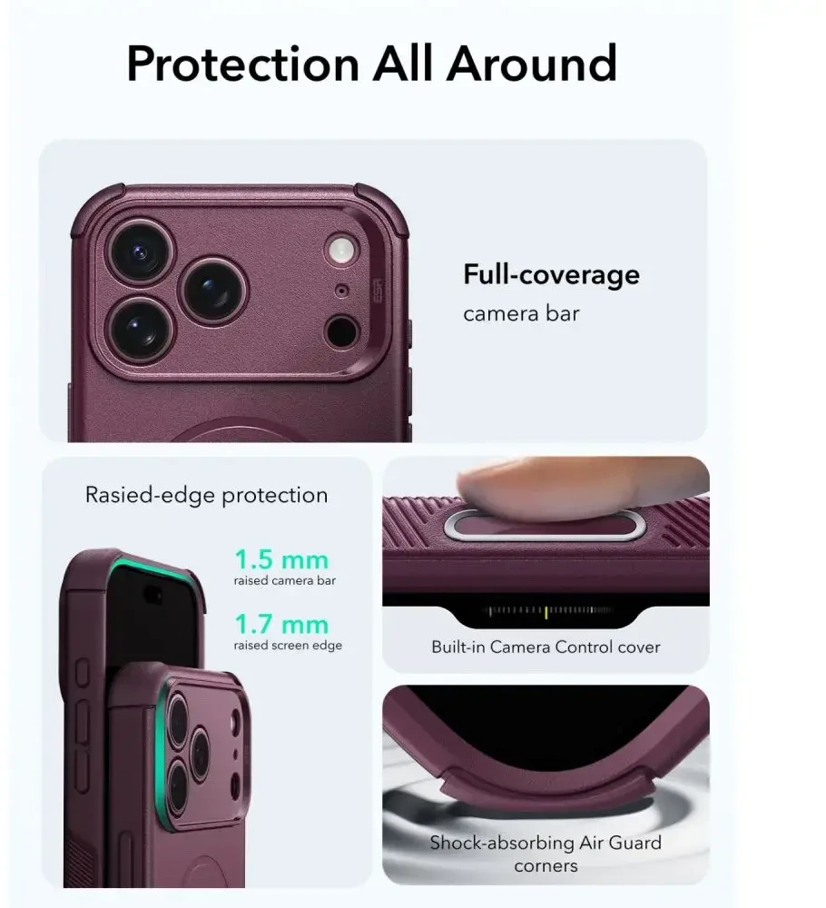 Dėklas ESR CYBER TOUGH MAGSAFE IPHONE 17 PRO / 18 PRO DEEP BURGUNDY