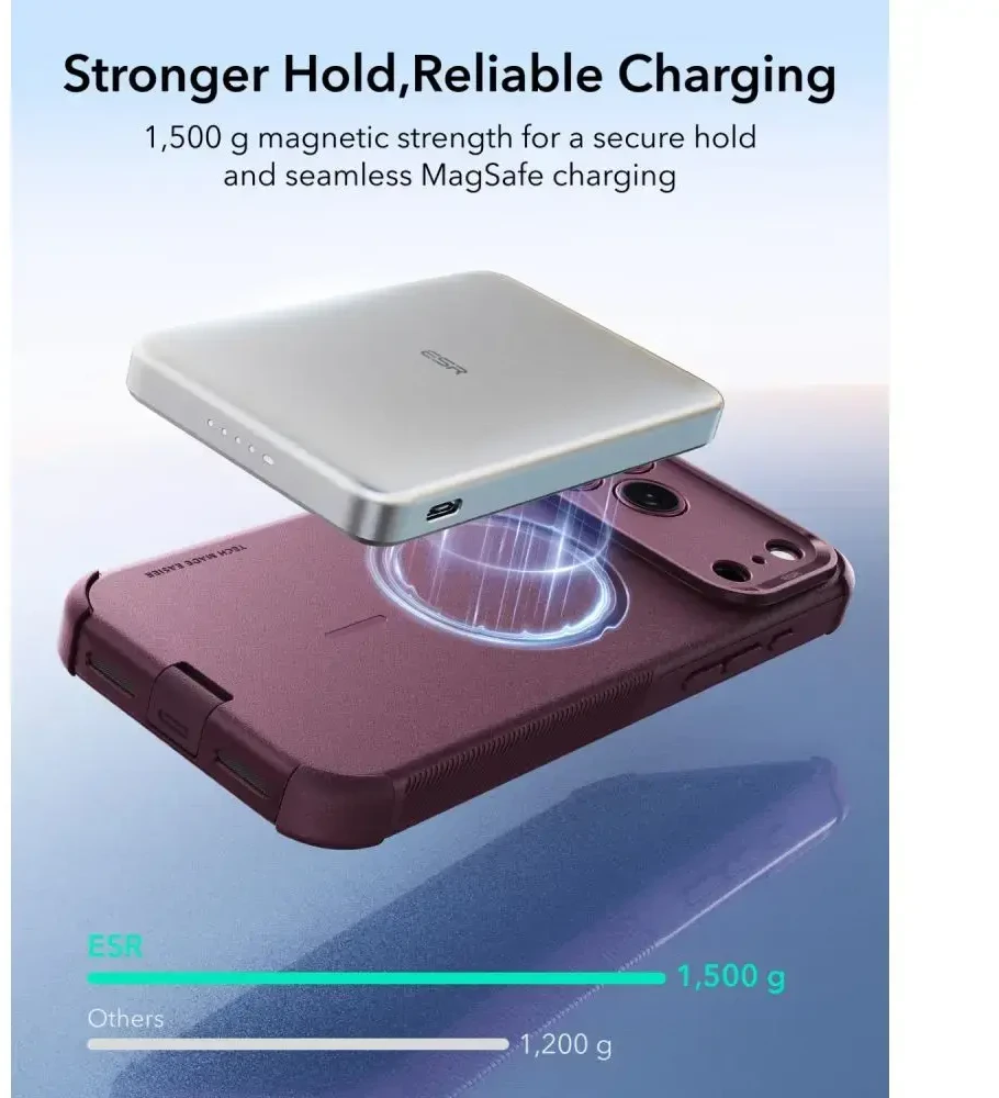Dėklas ESR CYBER TOUGH MAGSAFE IPHONE 17 PRO / 18 PRO DEEP BURGUNDY