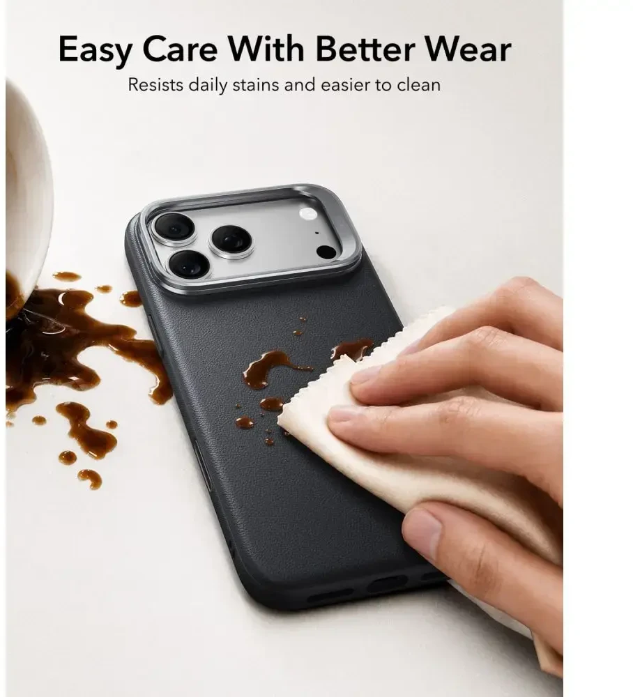 Dėklas ESR LEATHER KICKSTAND MAGSAFE IPHONE 17 PRO / 18 PRO Juodas