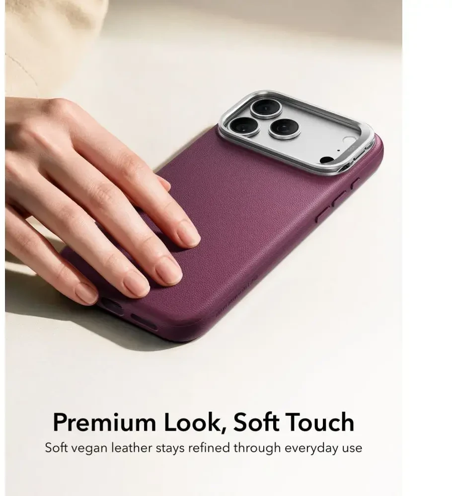 Dėklas ESR LEATHER KICKSTAND MAGSAFE IPHONE 17 PRO MAX / 18 PRO MAX DEEP BURGUNDY