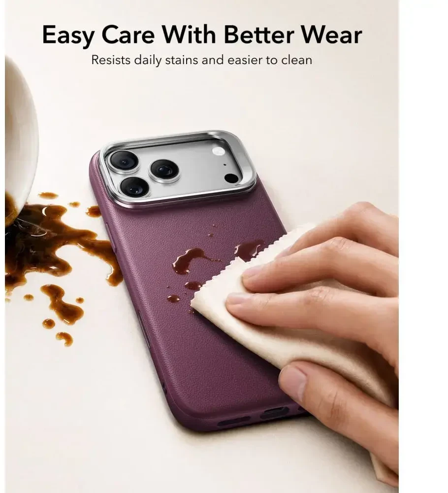 Dėklas ESR LEATHER KICKSTAND MAGSAFE IPHONE 17 PRO MAX / 18 PRO MAX DEEP BURGUNDY