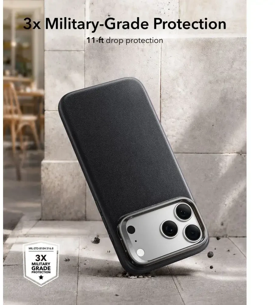 Dėklas ESR LEATHER KICKSTAND MAGSAFE IPHONE 17 PRO / 18 PRO Juodas