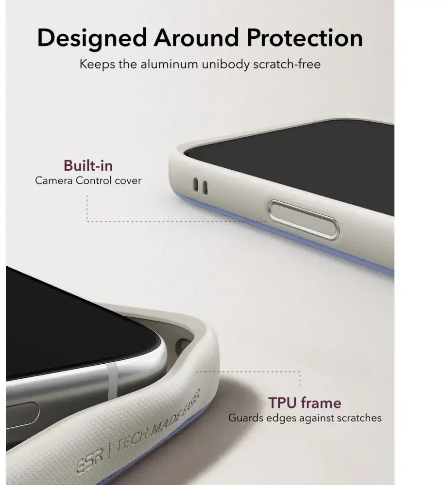 Dėklas ESR LEATHER KICKSTAND MAGSAFE IPHONE 17 PRO / 18 PRO Pilkas
