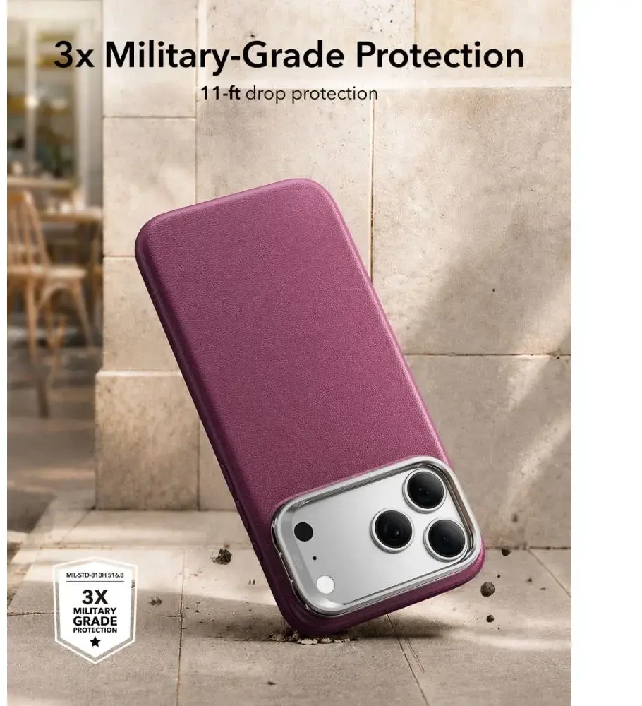Dėklas ESR LEATHER KICKSTAND MAGSAFE IPHONE 17 PRO MAX / 18 PRO MAX DEEP BURGUNDY