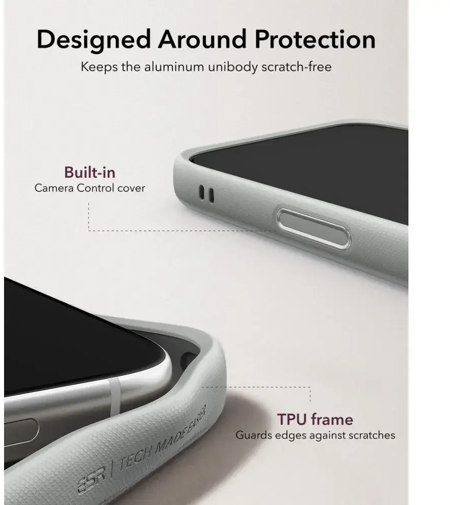 Dėklas ESR LEATHER KICKSTAND MAGSAFE IPHONE 17 PRO MAX / 18 PRO MAX Pilkas