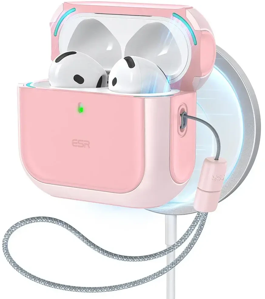 Apple AirPods 4 ESR Orbit Halolock MagSafe dėklas jūsų ausinėms rožinės spalvos