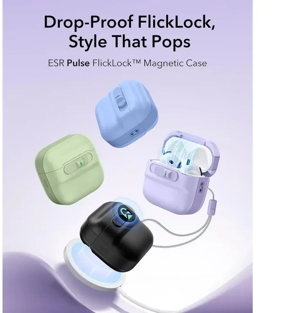 ESR Pulse HaloLock MagSafe dėklas Apple AirPods 4 / 5 - violetinė