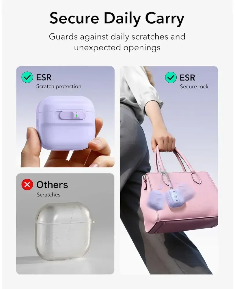 ESR Pulse HaloLock MagSafe dėklas Apple AirPods 4 / 5 - violetinė