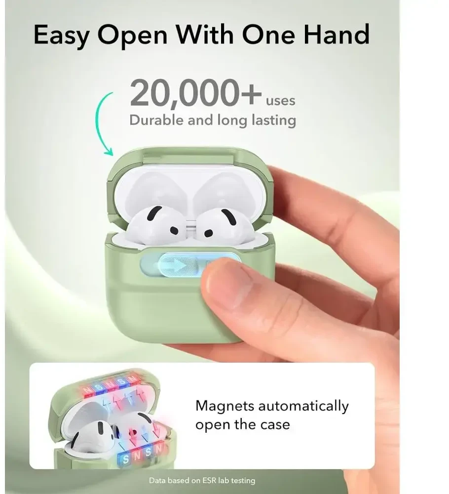 ESR Pulse HaloLock MagSafe dėklas Apple AirPods 4 / 5 - šviesiai žalias