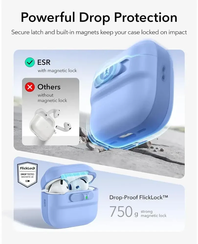 Dėklas ESR Pulse HaloLock MagSafe Case for Apple AirPods 4 / 5 - light mėlynas