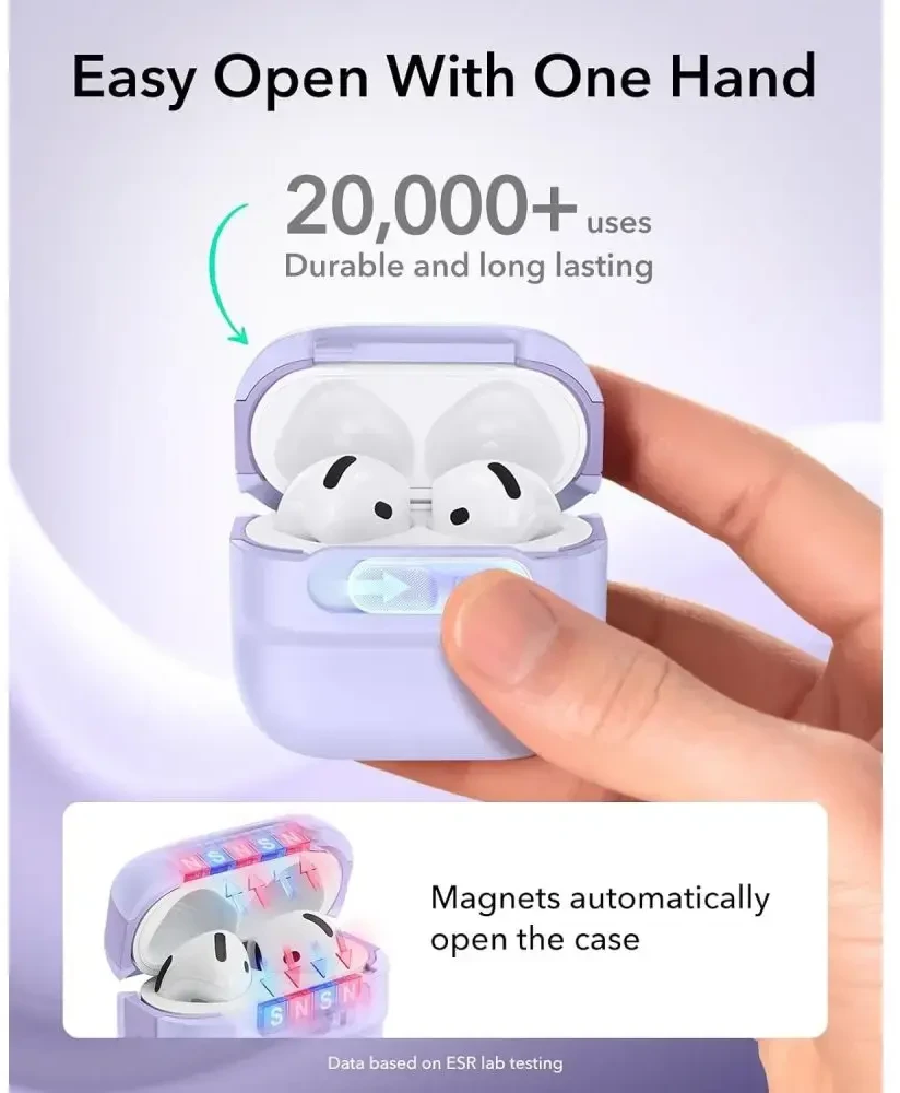 ESR Pulse HaloLock MagSafe dėklas Apple AirPods 4 / 5 - violetinė