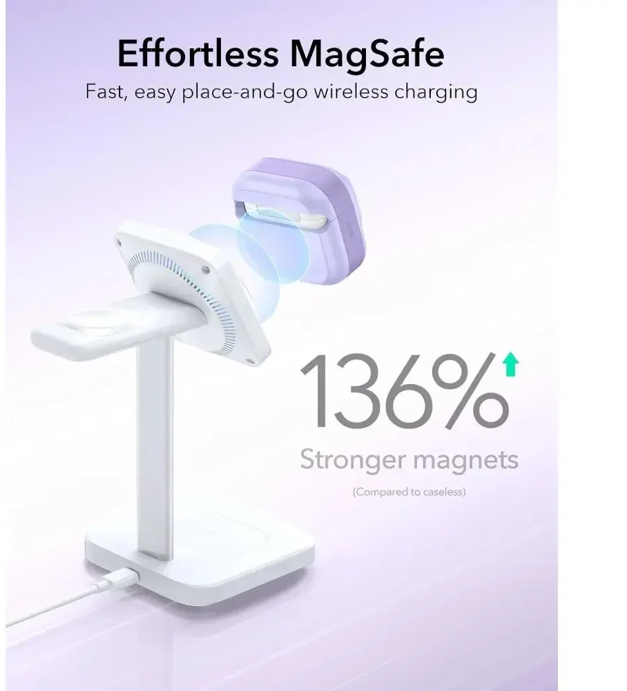 ESR Pulse HaloLock MagSafe dėklas Apple AirPods 4 / 5 - violetinė