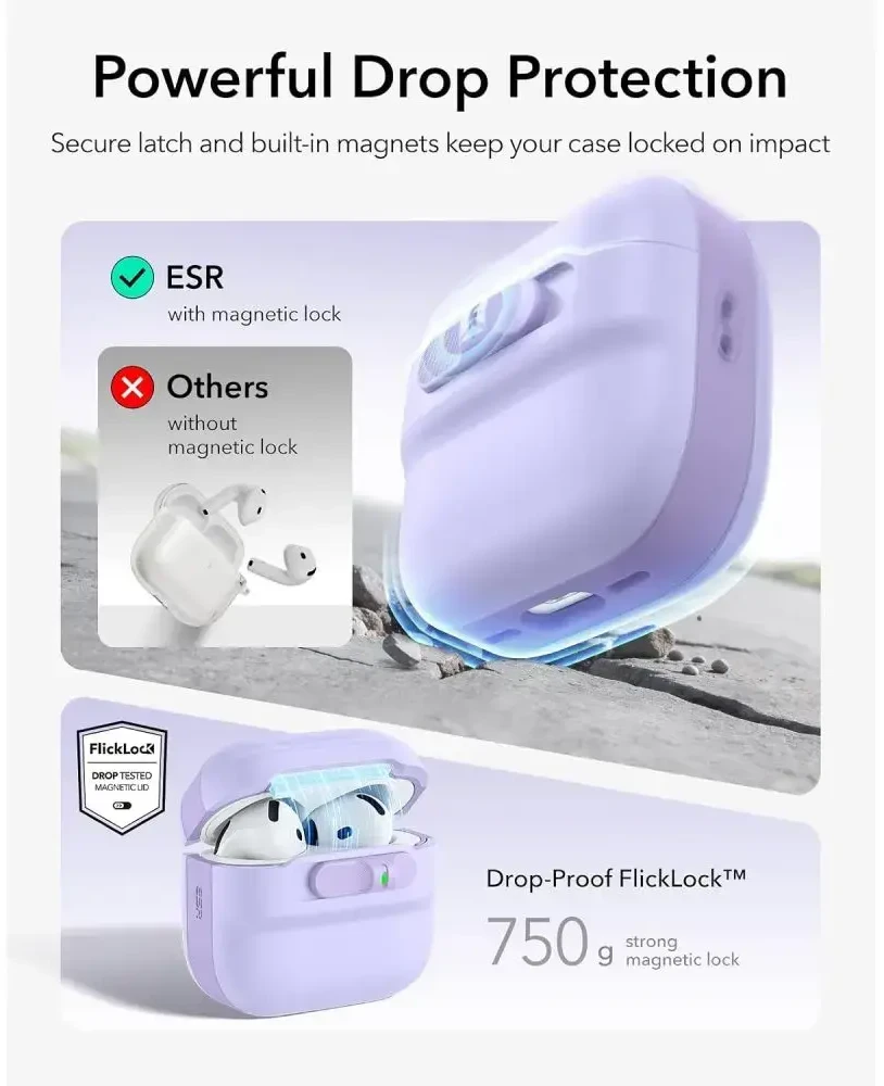 ESR Pulse HaloLock MagSafe dėklas Apple AirPods 4 / 5 - violetinė