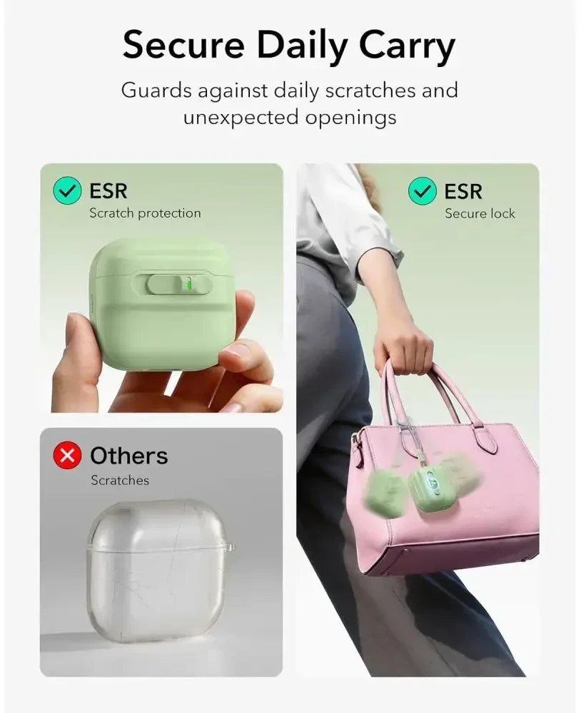 ESR Pulse HaloLock MagSafe dėklas Apple AirPods 4 / 5 - šviesiai žalias
