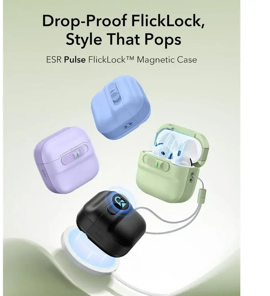 ESR Pulse HaloLock MagSafe dėklas Apple AirPods 4 / 5 - šviesiai žalias